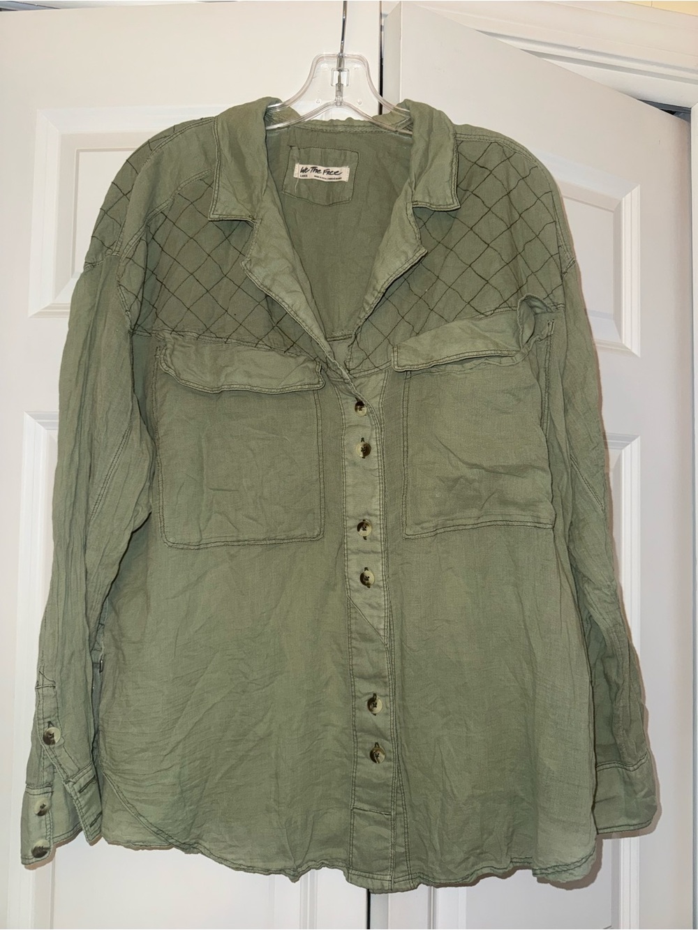 Free People We The Free "Silver Lining" Quilted Utility Shirt / Tunic